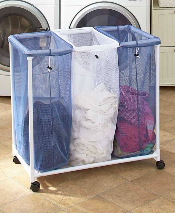 Colored Laundry Bags in Rack