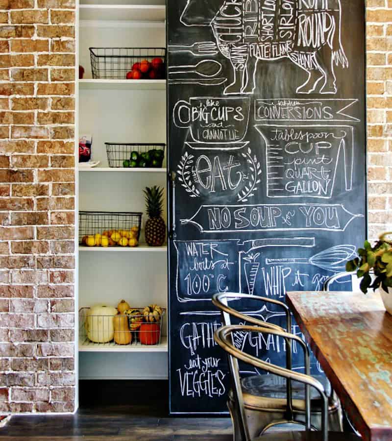 Hanging Chalkboard Pantry Door Idea