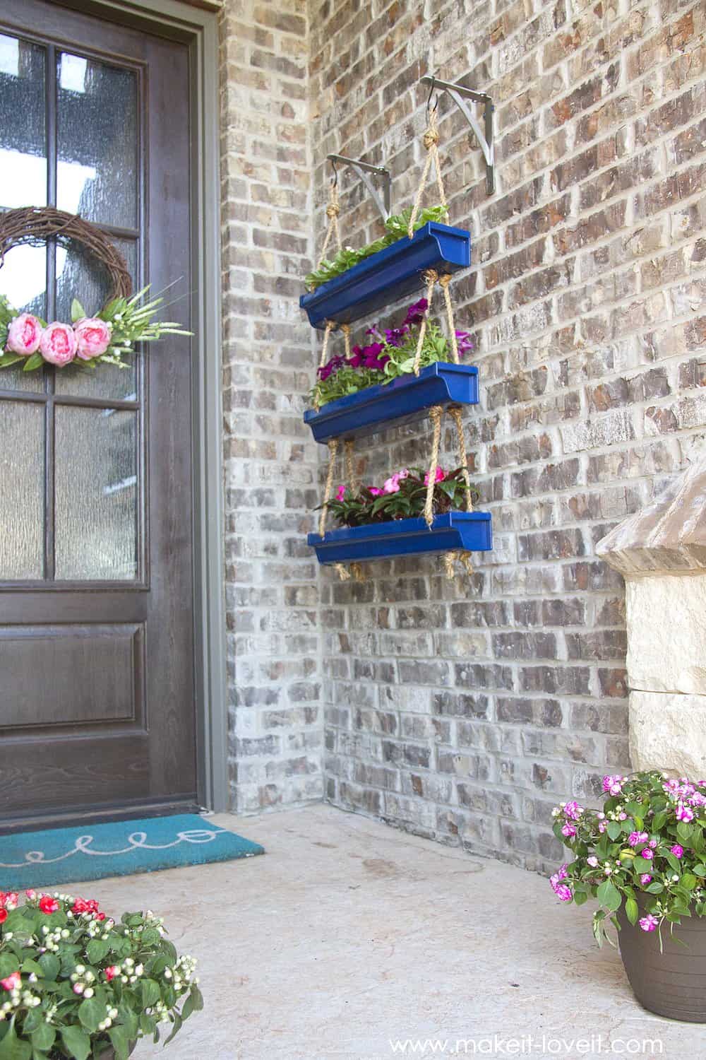 diy hanging rain gutter planters