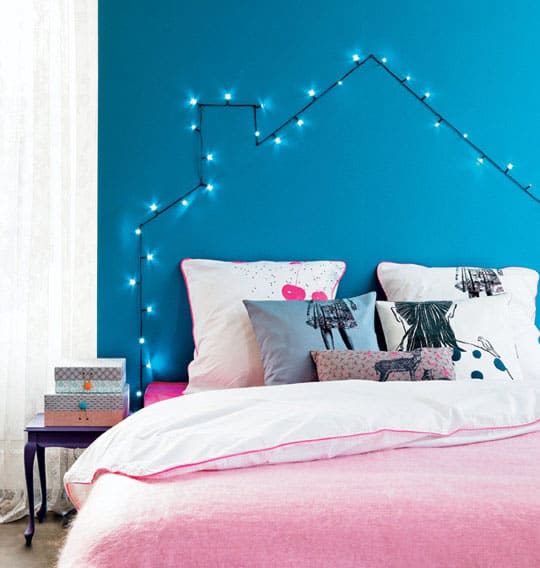 DIY String Light Headboard