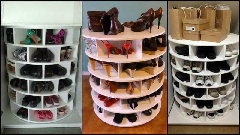 diy lazy susan shoe storage